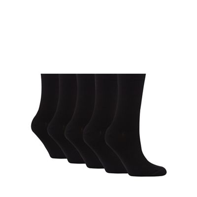 Pack of five black cotton rich socks